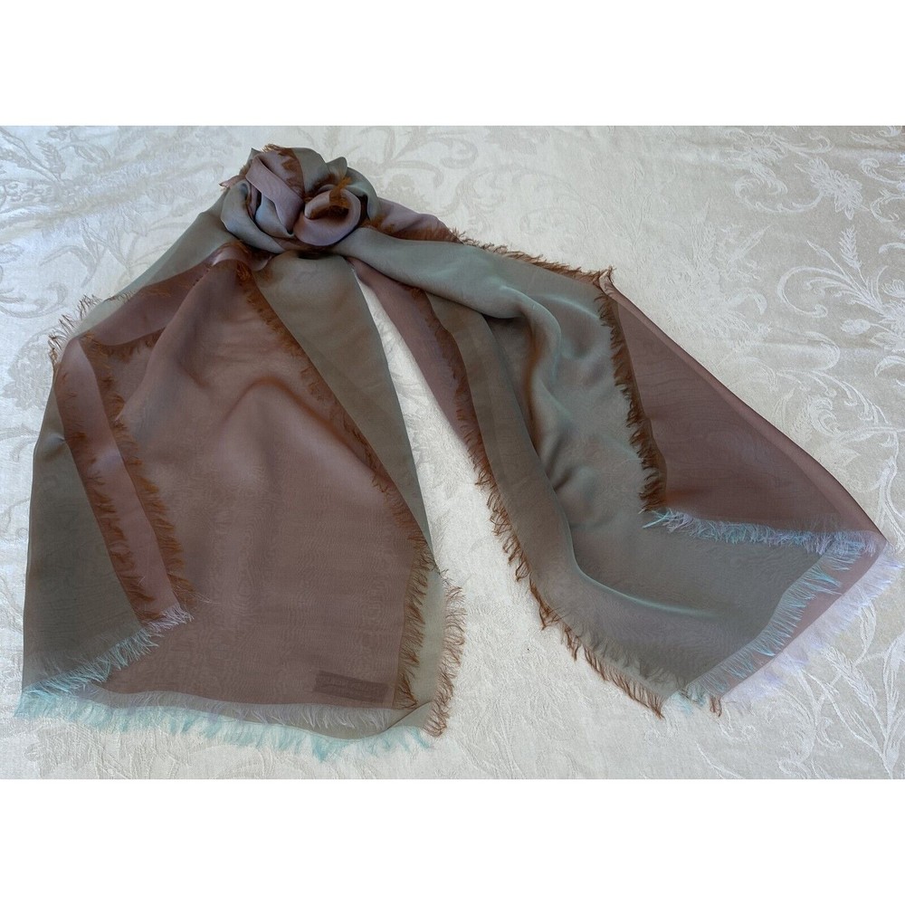 Cynthia Norton New York Scarf Irridescent Mauve & Light Blue 14"x70"
